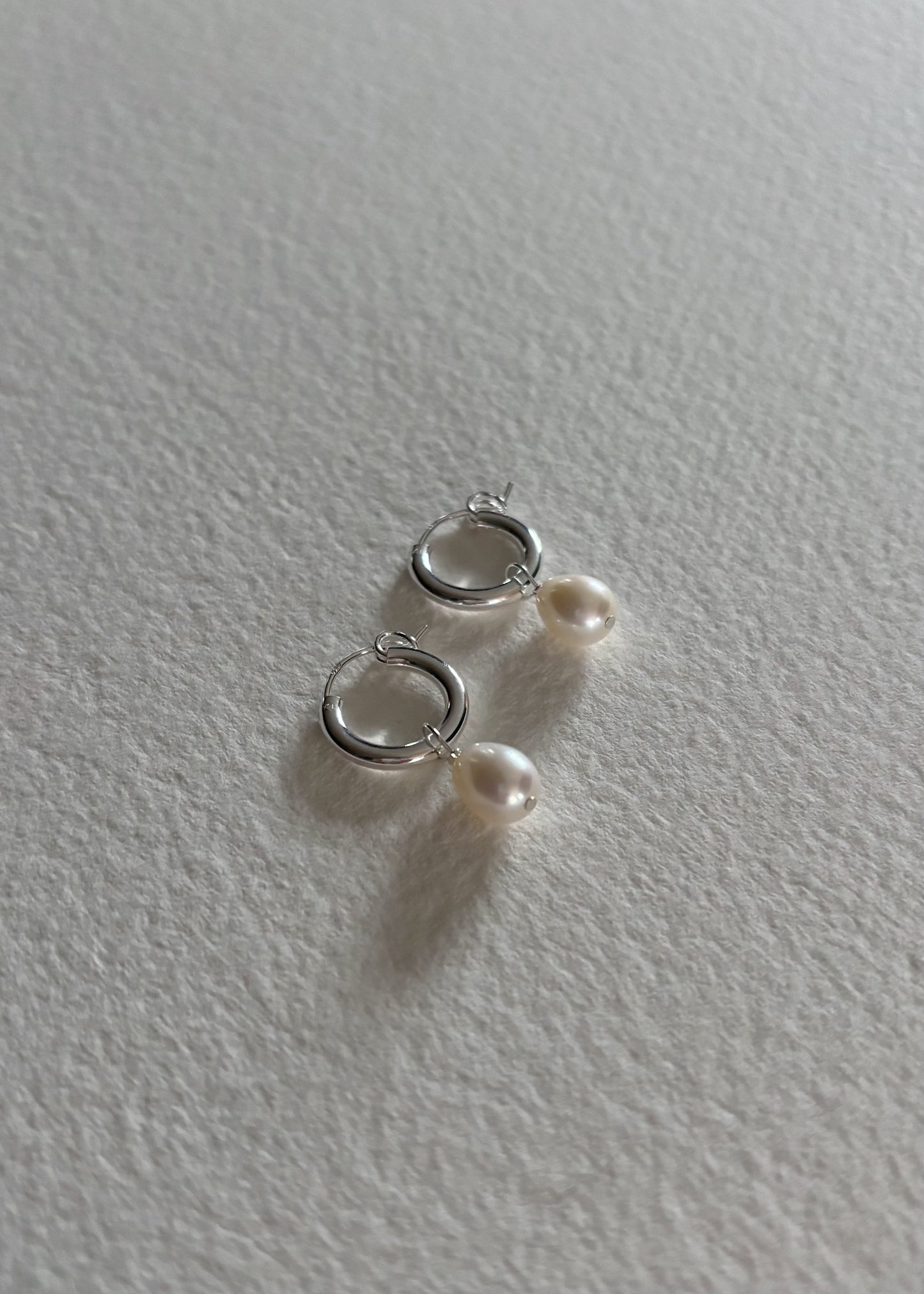 Mini silver hoops with pearls