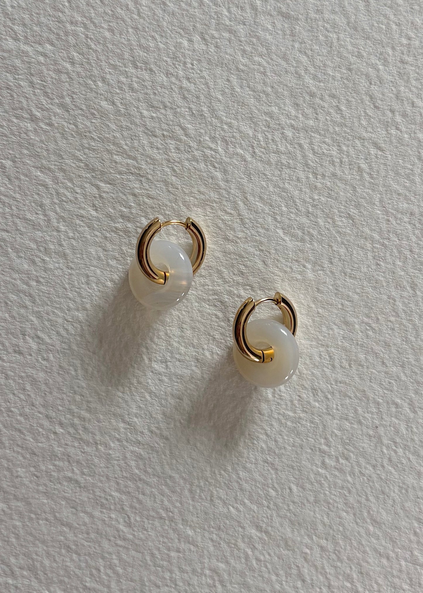 Gold hoops with agate