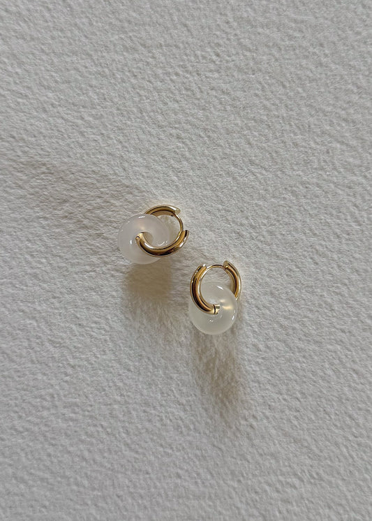 Gold hoops with agate