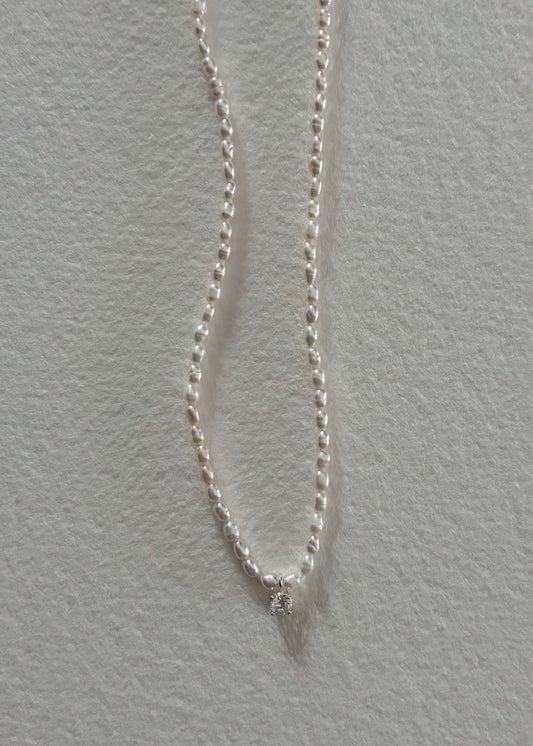 Freshwater pearl necklace with 925 sterling silver clasp featuring timeless minimalist elegance for women