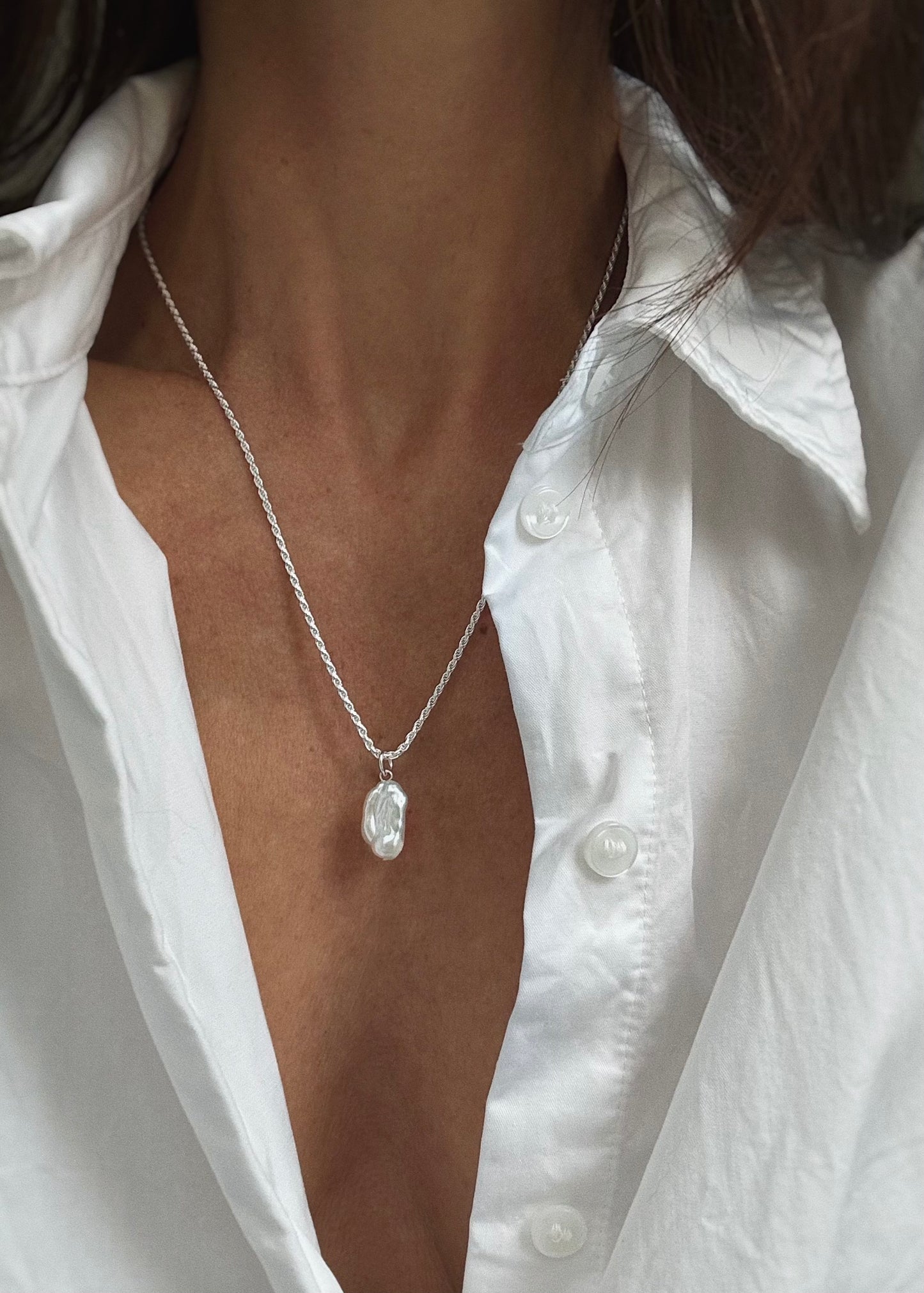 Silver rope necklace