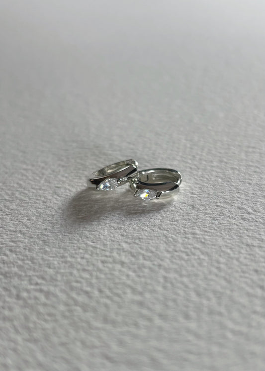 Crystal hoops earrings silver